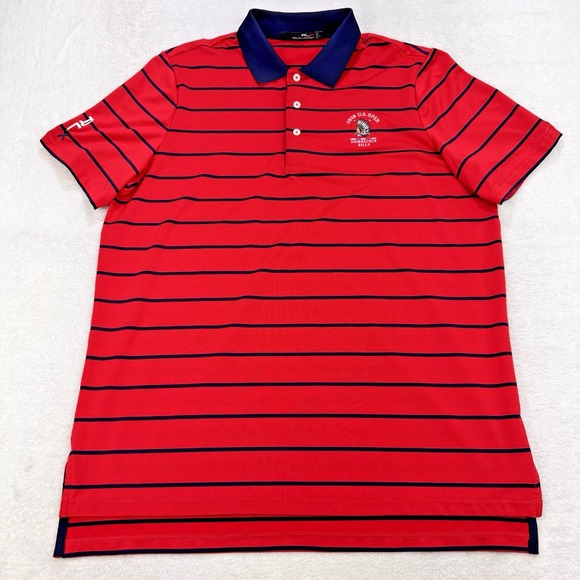 Ralph Lauren Other - RLX Ralph Lauren Golf Polo Shirt Men Red L Striped US‎ Open Shinnecock Hills